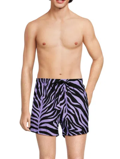 Hugo Men's Zebra Print Flat Front Shorts In Purple