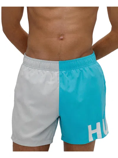Hugo Mens 5" Inseam Beachwear Swim Trunks In Blue