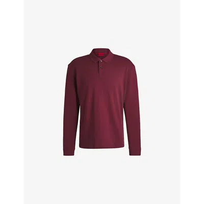 Hugo Boss Derryo Mens Collar Pique Polo In Burgundy