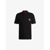 Hugo Boss Mens Black Double-logo Cotton-piqué Polo Shirt Xl
