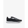 Hugo Boss Mixed-material Trainers With Branded Accents In Dark Blue
