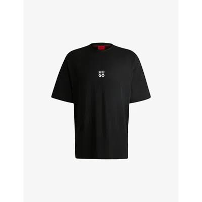HUGO BOSS MENS LEISURE GRAPHIC-PRINT COTTON-JERSEY T-SHIRT BLACK