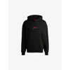 Hugo Boss Dlogolong Cotton Logo Embroidered Relaxed Fit Hoodie In Black