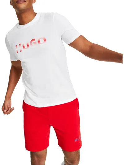Hugo Mens Logo Cotton Graphic T-shirt In White