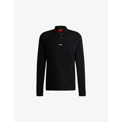 Hugo Boss Mens Black Logo-print Relaxed-fit Cotton-piqué Polo Shirt Xl