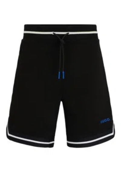 Hugo Boss Mesh Shorts With Contrast Logo And Tape In Black