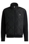 Hugo Boss Mixed-material Jacket With Quilted Front Panel In Black