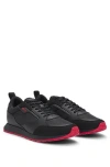 Hugo Boss Mixed-material Trainers With Branded Accents In Black
