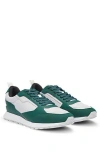 Hugo Boss Mixed-material Trainers With Branded Accents In Green