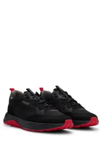 Hugo Boss Mixed-material Trainers With Eva-rubber Outsole In Black