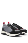 Hugo Boss Mixed-material Trainers With Honeycomb Mesh In Dark Grey