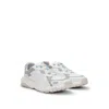 Hugo Mixed-material Trainers With Leather Facings In Light Grey