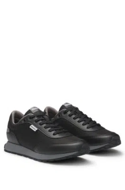 Hugo Boss Mixed-material Trainers With Logo Flag In Black