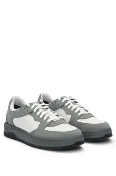 Hugo Boss Mixed-material Trainers With Nubuck Uppers In Light Grey