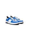Hugo Boss Mixed-material Trainers With Raised-logo Backtab In Blue