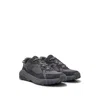 Hugo Boss Mixed-material Trainers With Ripstop Mesh In Dark Grey