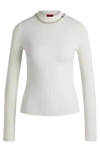 Hugo Boss Mock-neck Sweater With Chain Collar Trim In White