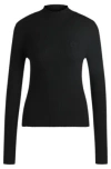 Hugo Boss Mock-neck Sweater With Embroidered Happy Hugo Logo In Black