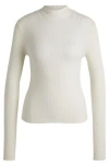 Hugo Boss Mock-neck Sweater With Embroidered Happy Hugo Logo In White