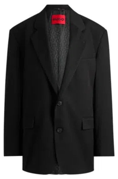 Hugo Boss Modern-fit All-gender Jacket In Stretch Fabric In Black