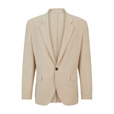 Hugo Modern-fit Jacket In Linen-look Fabric In Neutral