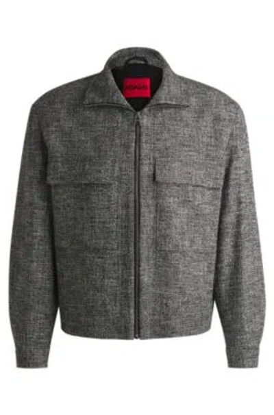 Hugo Boss Modern-fit Jacket In Moulin Tweed In Grey