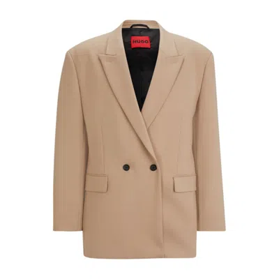 Hugo Boss Modern-fit Jacket In Performance-stretch Jersey In Beige