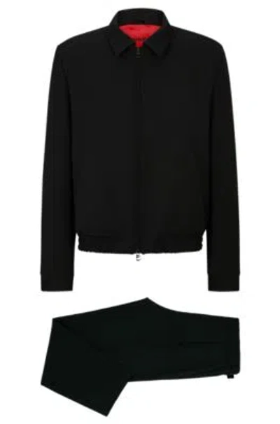 Hugo Boss Modern-fit Suit In Performance-stretch Structured Canvas In Black
