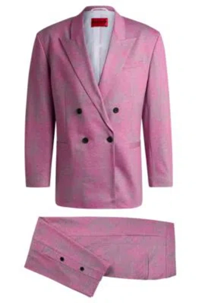 Hugo Modern-fit Suit In Printed Performance-stretch Fabric In Light Pink