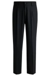 Hugo Boss Modern-fit Trousers In Stretch Twill With Front Crease In Black