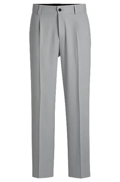 Hugo Boss Modern-fit Trousers In Stretch Twill With Front Crease In Grey