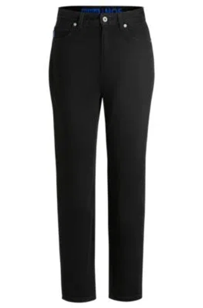 Hugo Boss Mom-fit Jeans In Black Rinse-wash Denim