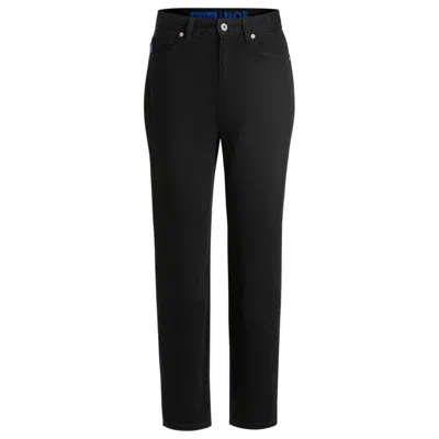 Hugo Boss Mom-fit Jeans In Black Rinse-wash Denim