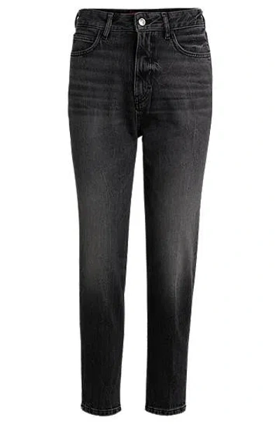 Hugo Boss Mom-fit Jeans In Dark-gray Comfort-stretch Denim In Dark Grey