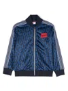 Hugo Boss Monogram-pattern Striped Bomber Jacket In Blue