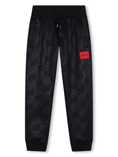 Hugo Boss Kids' Monogram-pattern Track Pants In Black