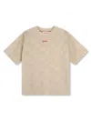 Hugo Boss Monogram-print Cotton T-shirt In 中性色