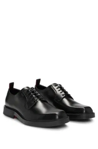 Hugo Boss Nappa-leather Derby Shoes With Logo Detail In Black