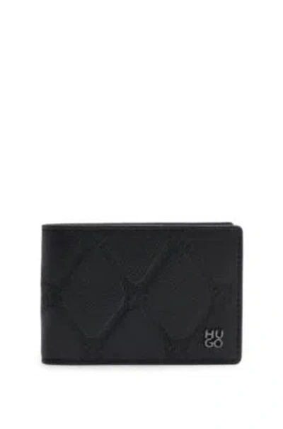 Hugo Boss Nappa-leather Wallet With All-over Stacked Logos In Black
