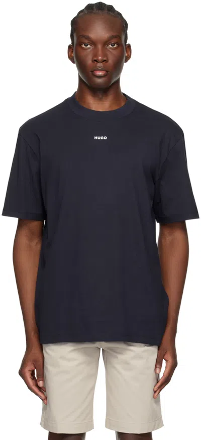 Hugo Navy Bonded T-shirt In 405-dark Blue
