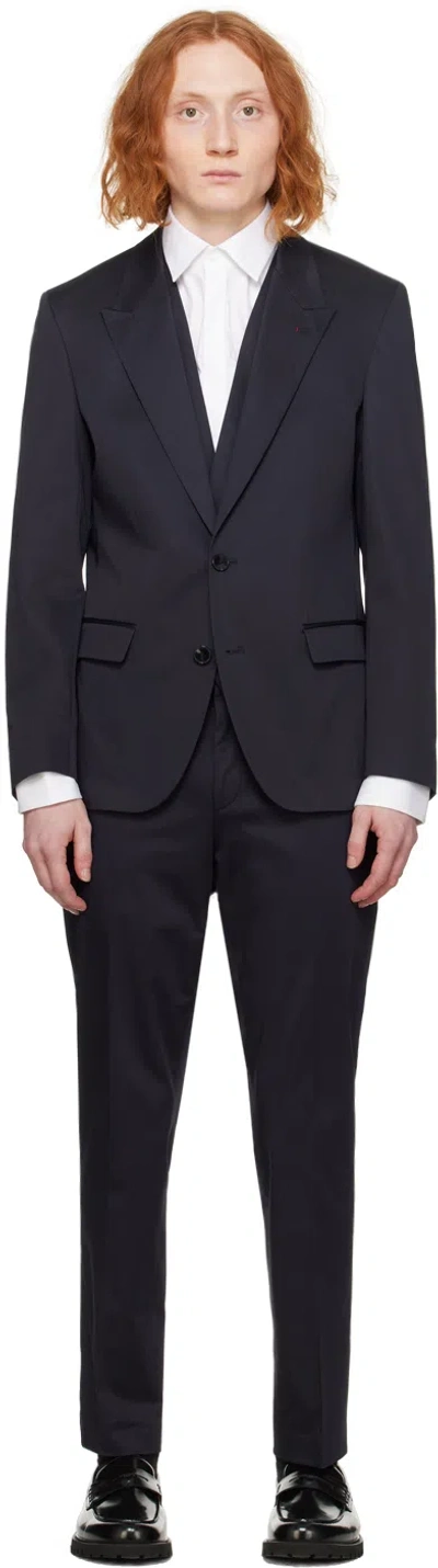 Hugo Navy Slim-fit Suit In 405-dark Blue