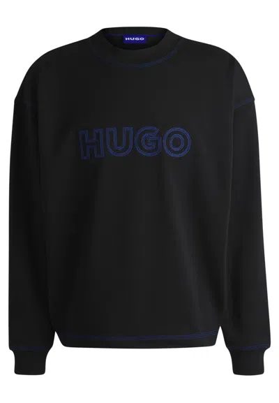 Hugo Boss Cotton-terry Loose-fit Sweatshirt With Stitched Logo In Black
