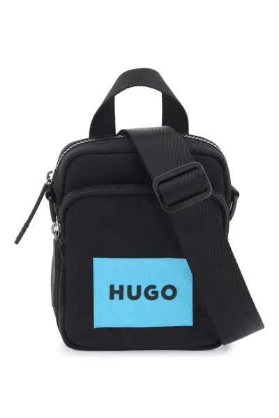 Hugo Nylon Shoulder Bag With Adjustable Strap In 黑色的