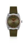 Hugo Boss Olive-dial Watch With Matching Leather Strap Men's Watches In Assorted-pre-pack