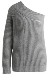 Hugo Boss One-shoulder Regular-fit Sweater With Knitted Structure In Gray