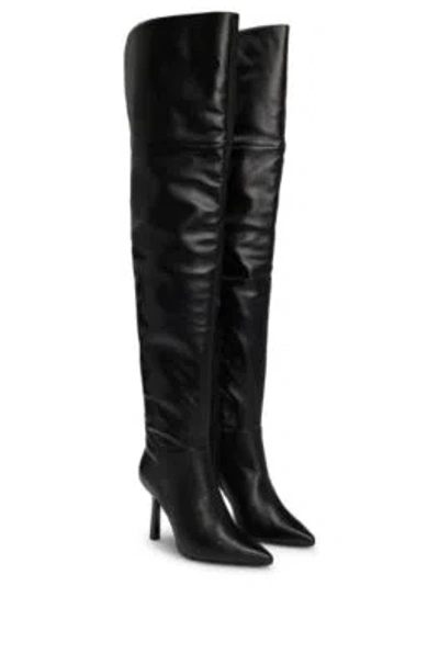 Hugo Boss Over-the-knee Boots In Faux Leather In Black