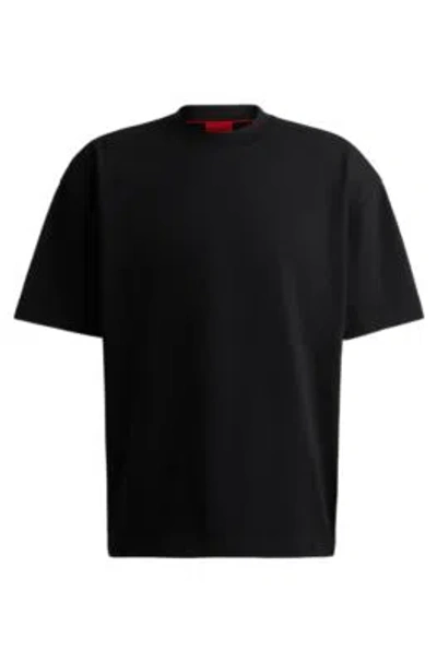 Hugo Oversize-fit All-gender T-shirt In Cotton With Logo Label In Black