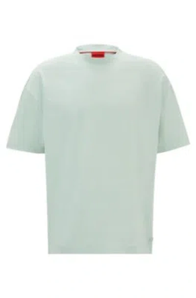 Hugo Boss Oversize-fit All-gender T-shirt In Cotton With Logo Label In Light Green