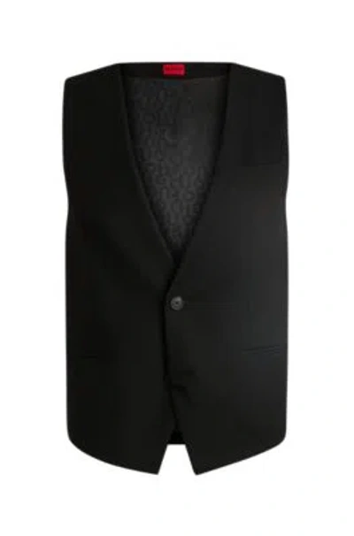 Hugo Boss Oversize-fit All-gender Waistcoat In Stretch Fabric In Black