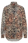 Hugo Boss Oversize-fit Blouse In Leopard-print Twill In Patterned